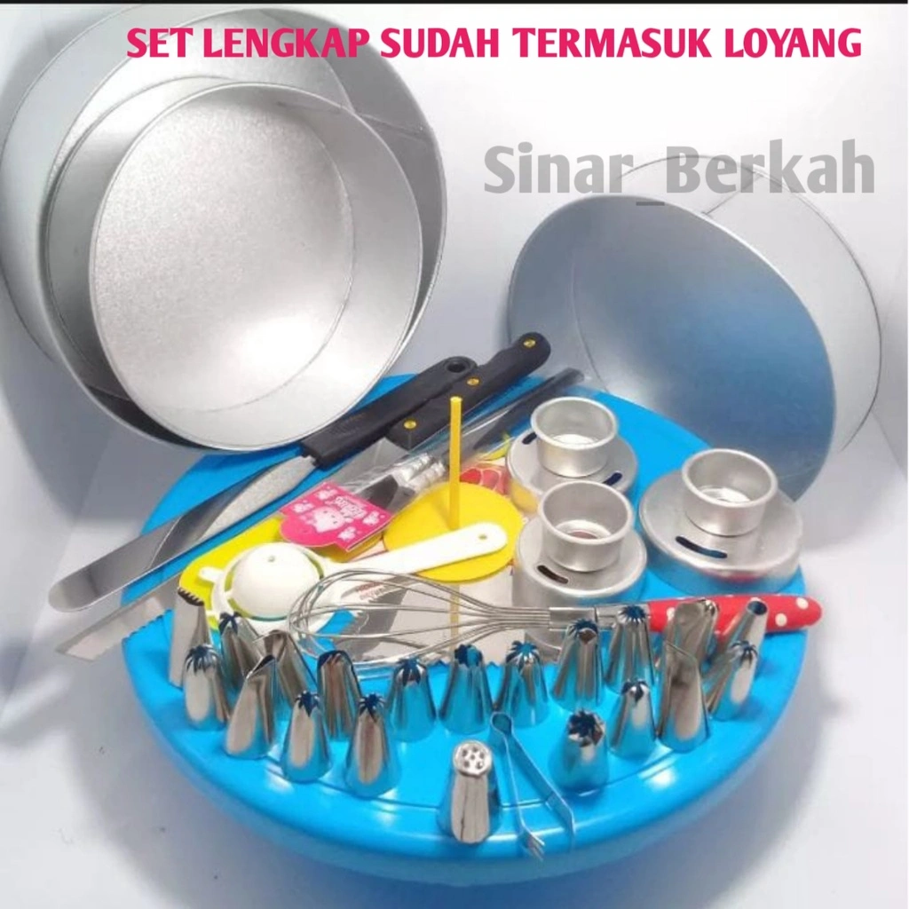 PAKET DEKORASI KUE TERLENGKAP GARTIS 3 PICS LOYANG BULAT