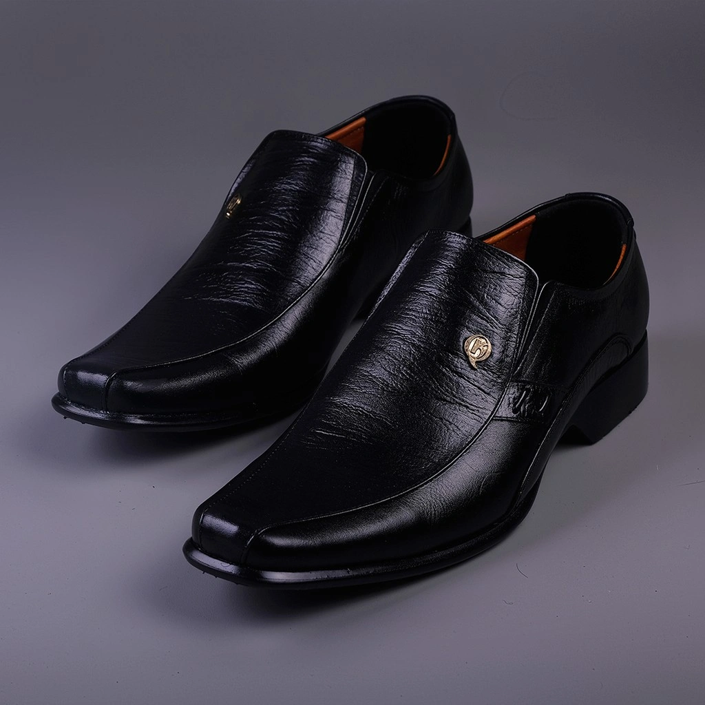 KQ Indonesia Sepatu Pantopel Pria K-3166 Original Kulit Asli -Black