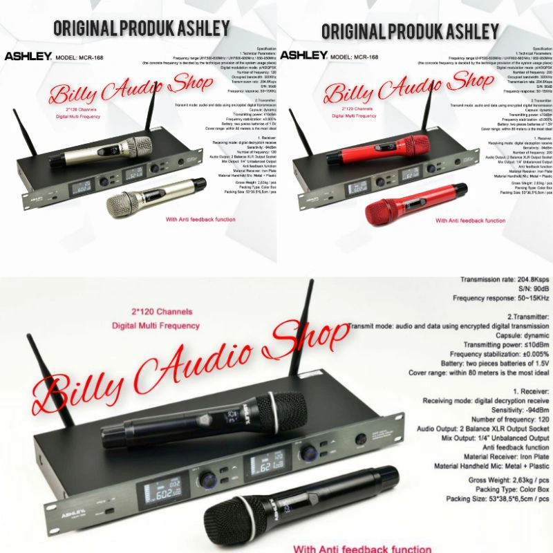 Mic Wireless Ashley MCR 168 Dan Mic Wireless IMR90 Original Produk Ashley