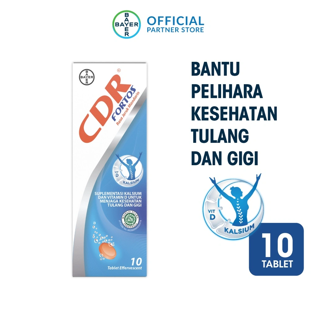 CDR Fortos 10 Tablet | Vitamin D3 & Kalsium | Suplemen Tulang dan Gigi Rasa Jeruk