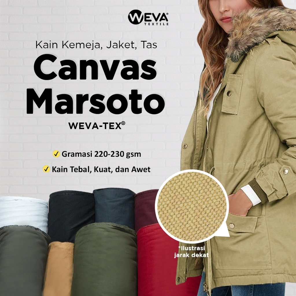 Bahan Kain Canvas Marsoto - Kanvas Kain Jaket Murah