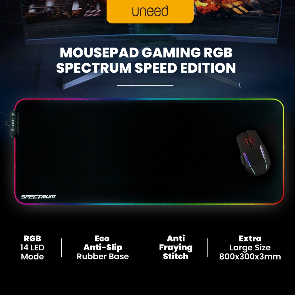 UNEED Mousepad Gaming RGB LED Spectrum Speed Edition  XL - UMP411