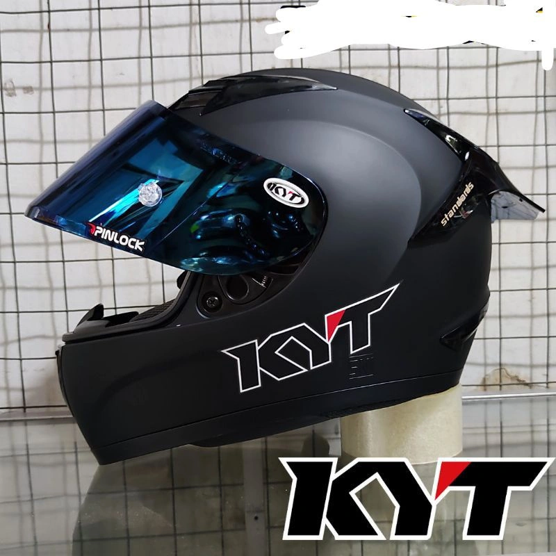 helm kyt r10 polos black dof paket ganteng free spoiler&stiker  produk original