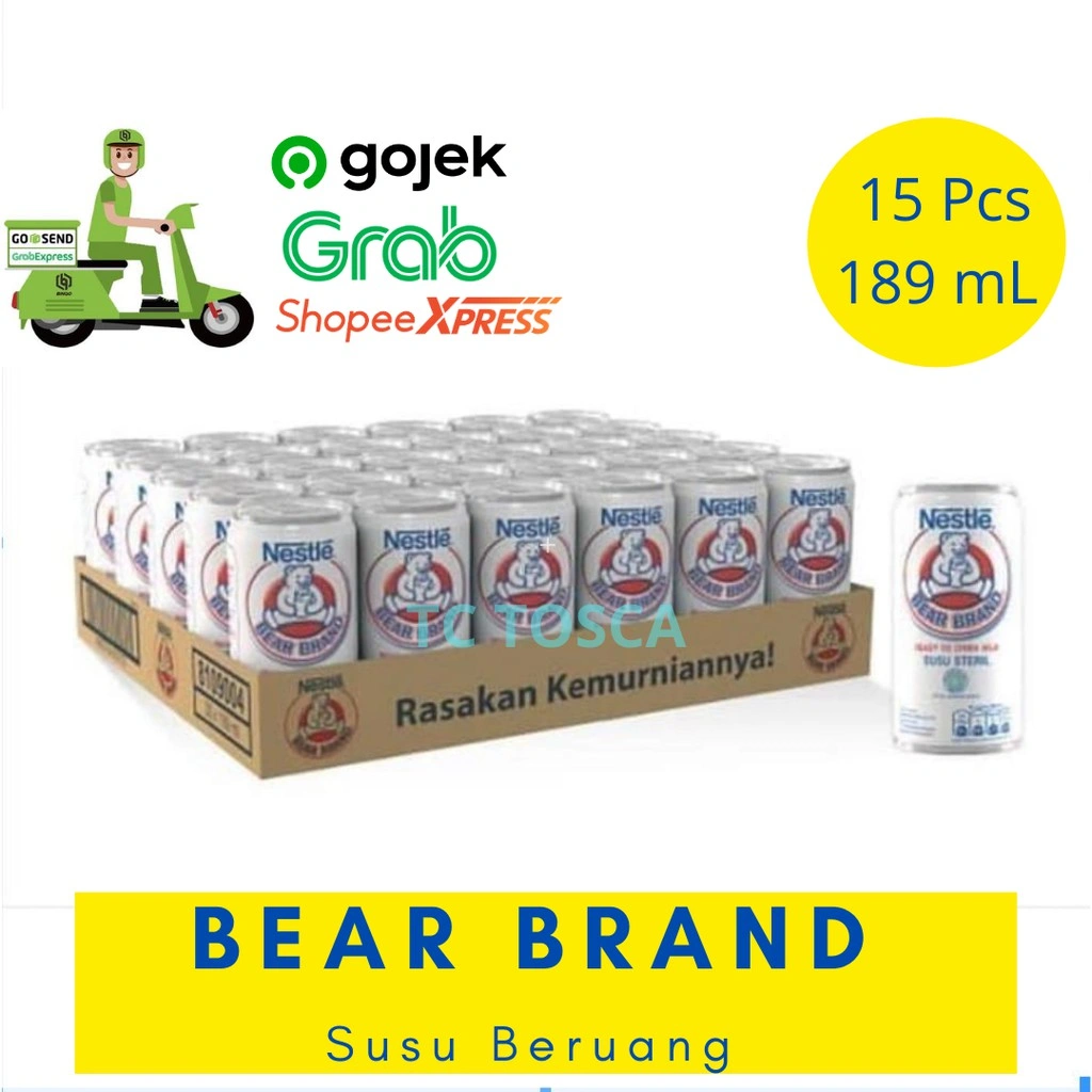 Susu beruang | Susu Bear Brand | Susu Beruang bear brand | Bear Brand 189 ML 1/2 Karton Isi 15 Pcs