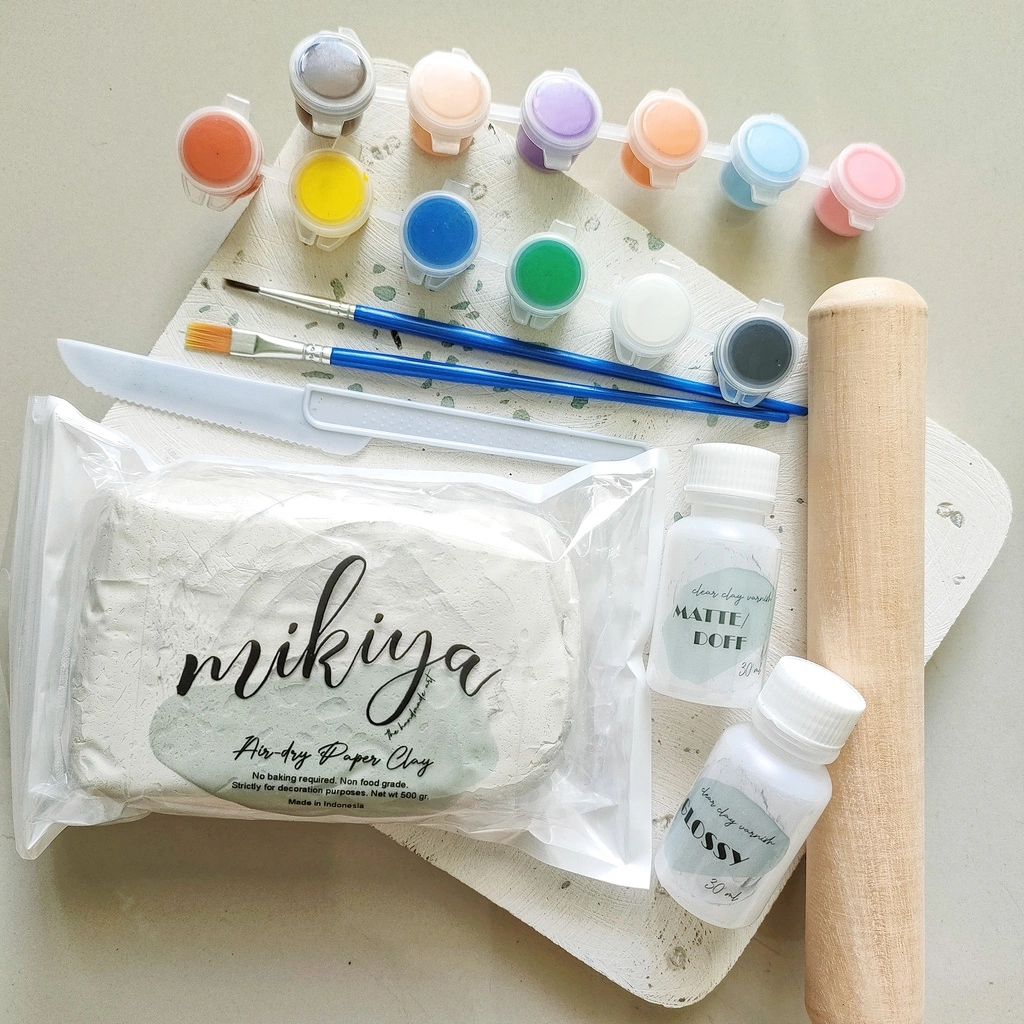 Clay Starter Kit / Coaster set / Air-dry Clay / Modeling Clay / Clay Putih Siap Pakai / Kreasi Mainan clay