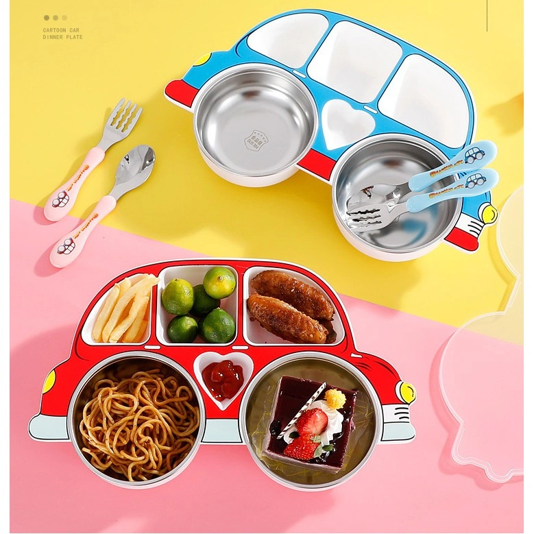 [LOGU] Piring makan set mobil stainless anak, Tempat makan stainless anak