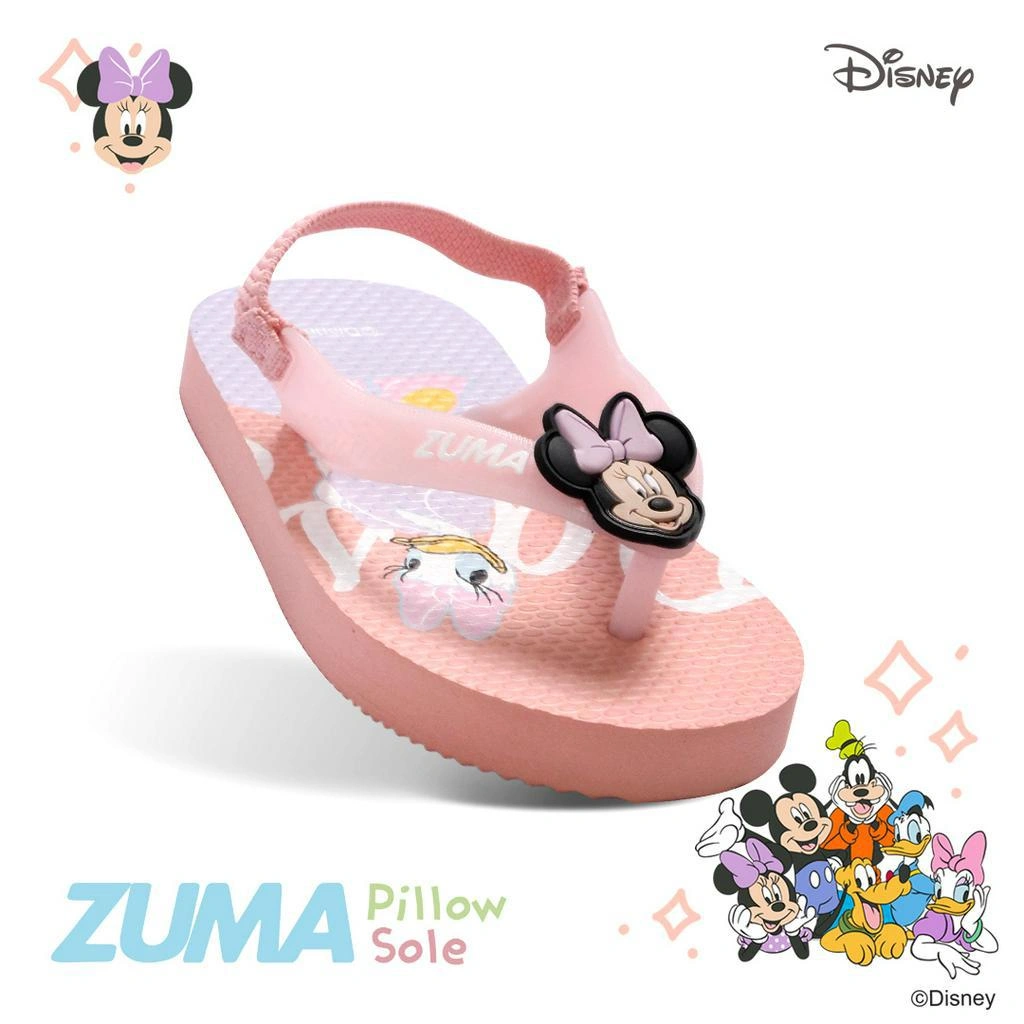 Mickey & Friends Zuma Baby Pink, Sandal Jepit Bayi Karet Tali Belakang, Merah Muda