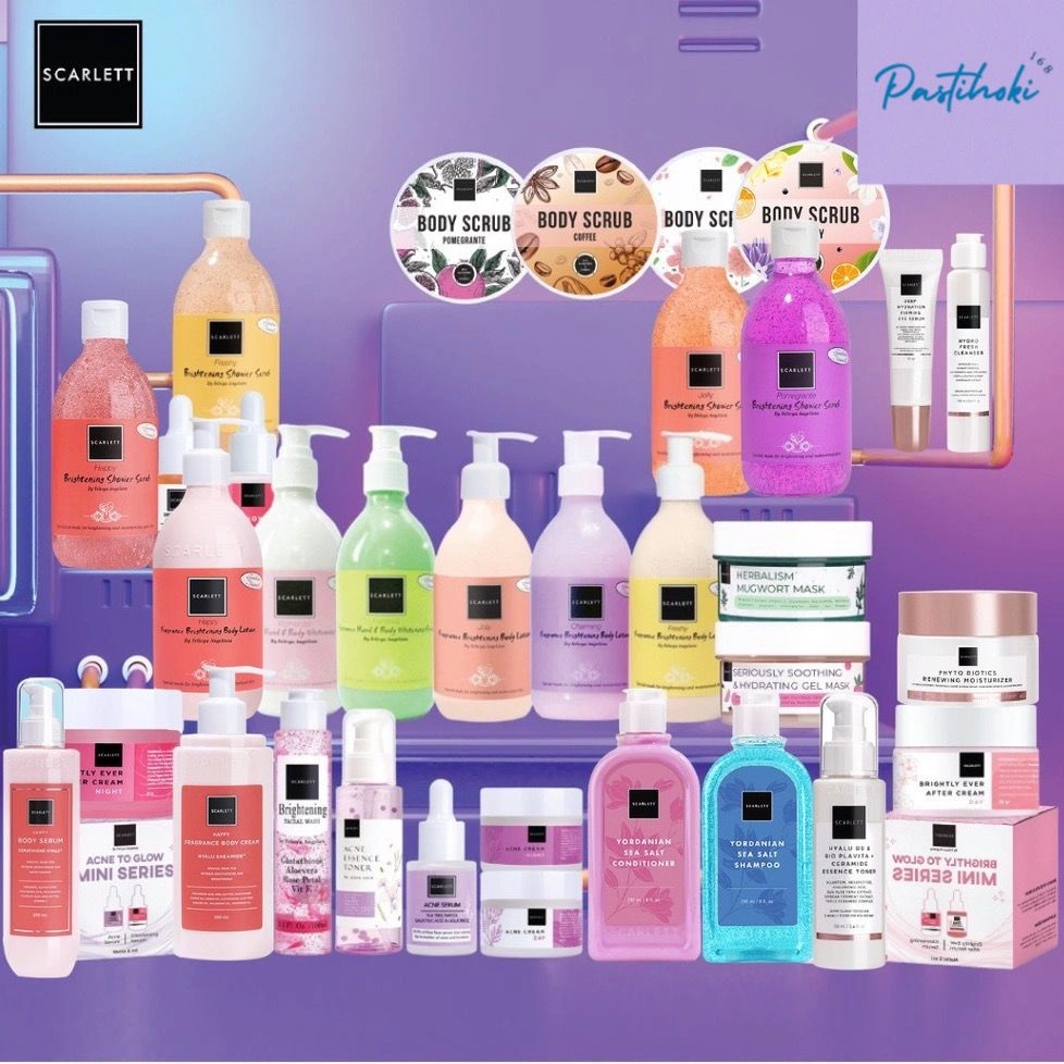 SCARLETT WHITENING BODY LOTION / SHOWER SCRUB SCARLET WHITENING SERUM TONER LULUR ROMANSA POME CHARMING JOLLY