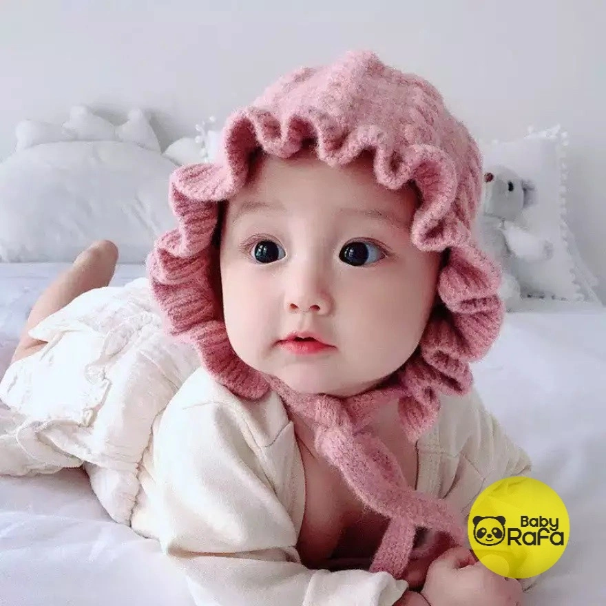 Topi Kupluk Bayi Bonet Bonnet Ruffle hat baby girl perempuan Rajut / Topi Bonnet Baby Girl Premium