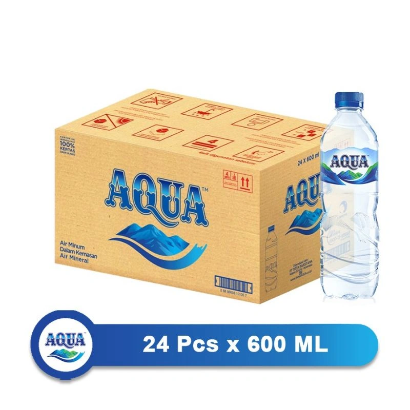 AQUA BOTOL AIR MINERAL 600 ML ISI 24 BOTOL PER DUS