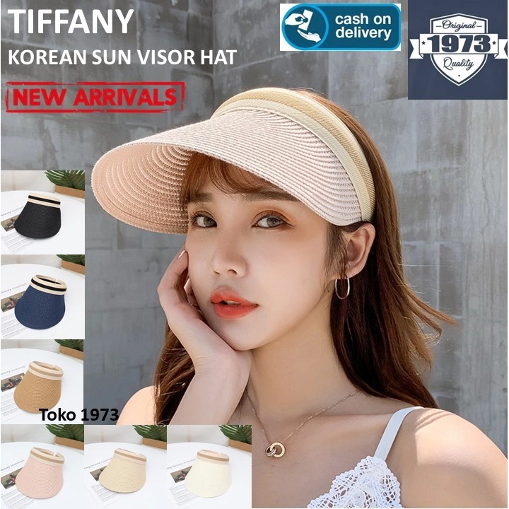 TIFFANY Chapeau Anti UV Sun Hat Topi Pantai Topi UV Topi Anyam Topi Wanita
