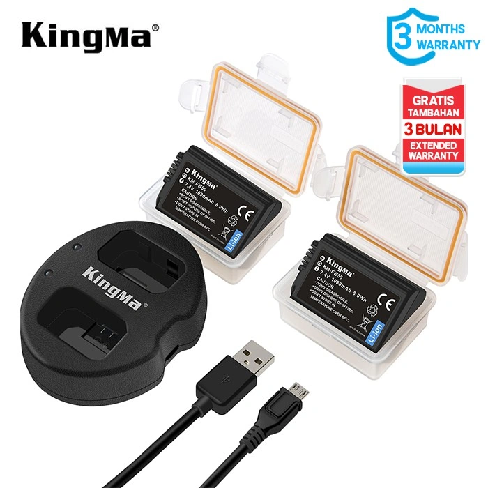 KINGMA Battery Sony NP-FW50 2-Pack with Dual Charger - Non Lcd Display