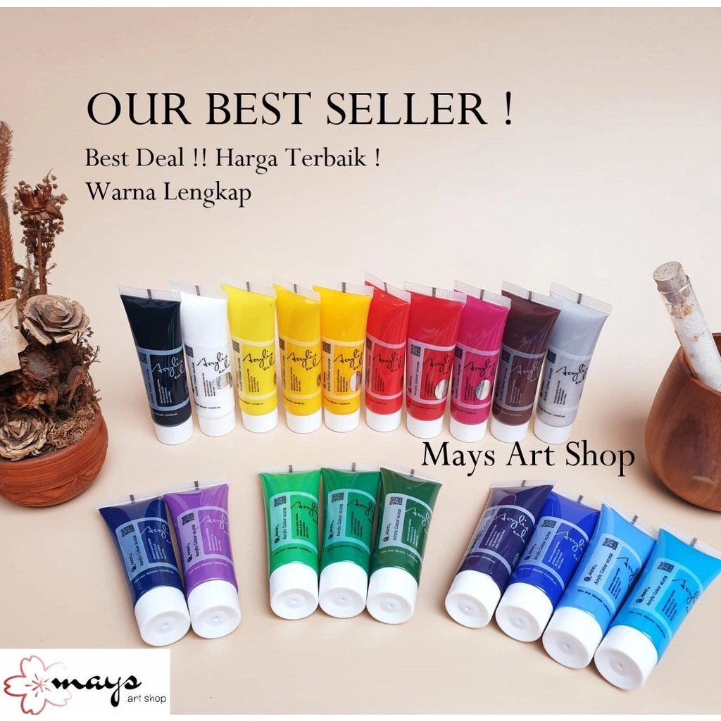 Paket Cat Akrilik Semua Warna / Acrylic Paint Set Cat Lukis Gambar Kanvas isi 40 warna Maries Marie's V-Tec Xpression