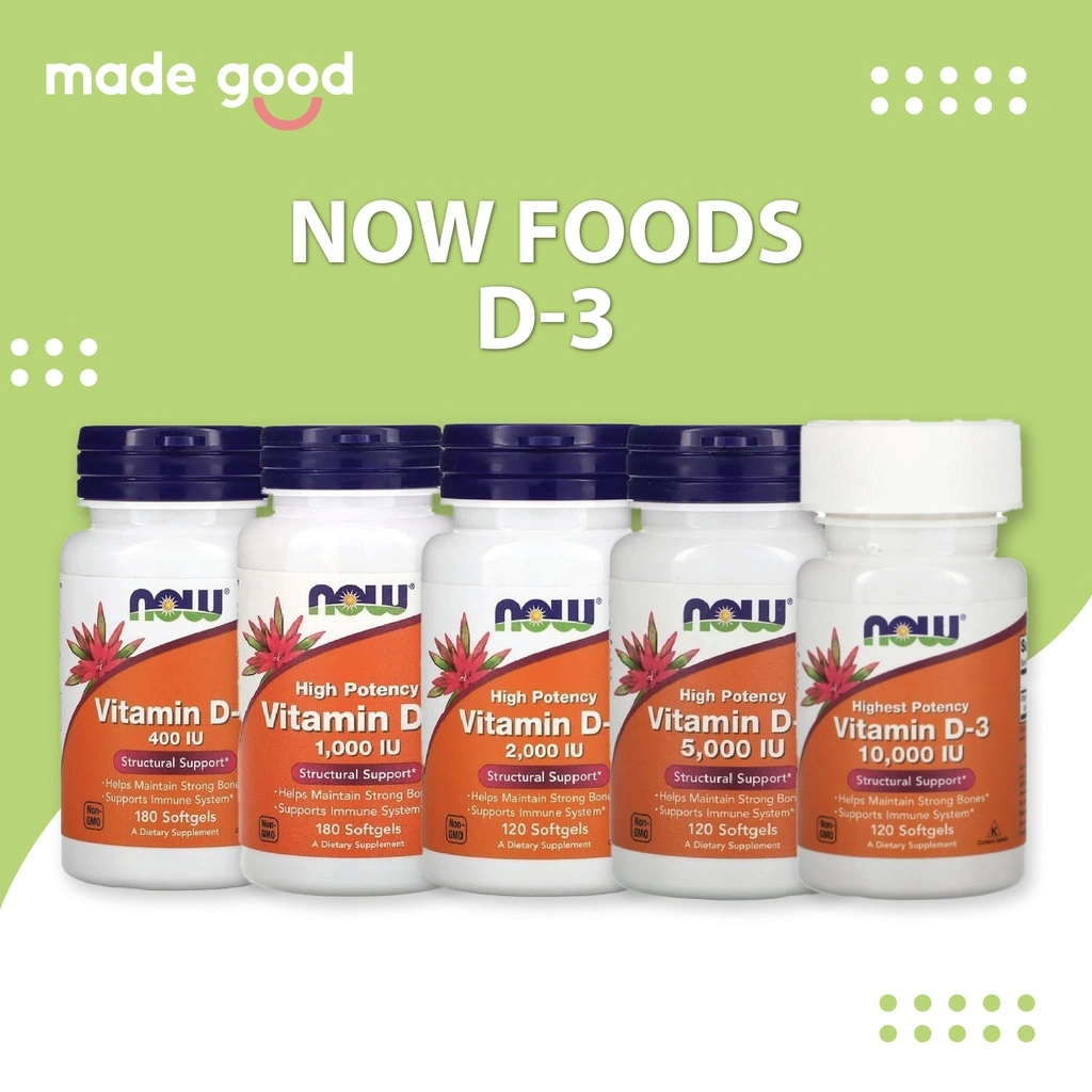 Now Foods D-3 - Vitamin D3 Food untuk Tulang Kuat 1000 2000 10000 IU IU400 180gels