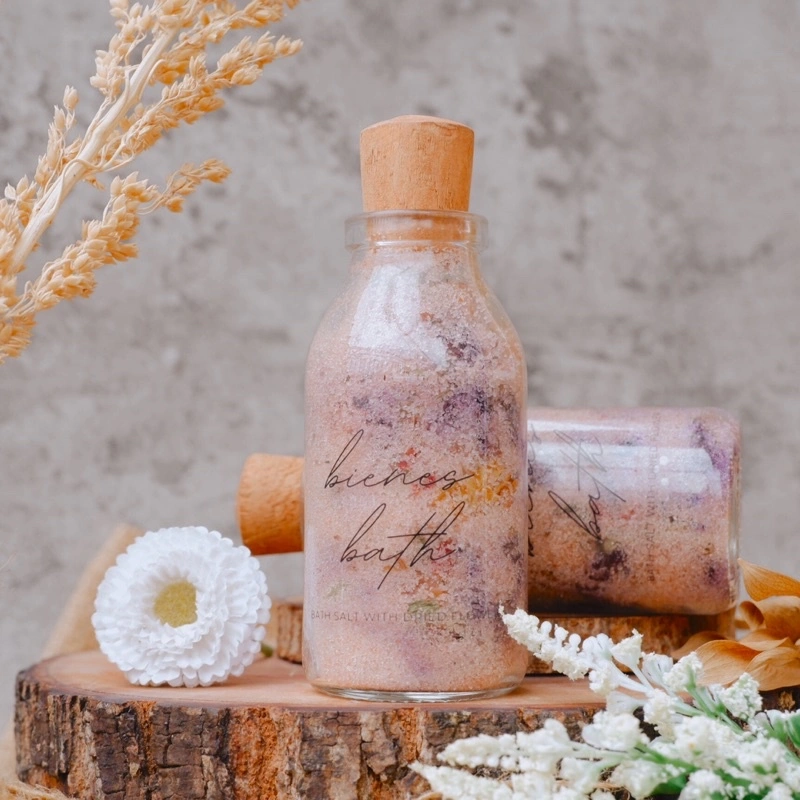 BATH SALT WITH FLOWERS - Himalayan salt | Garam mandi aromatherapy therapeutic Relaxing | Garam SPA | Hampers Natal | Christmas Hampers | Hampers Natal 2024 | Hampers Unik | Hampers Cantik | Hampers Bath salt | Kado Unik | @bienescandles