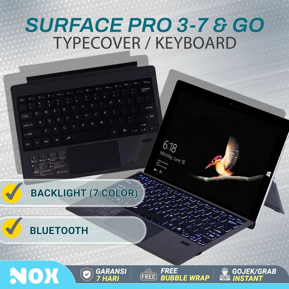 Microsoft Surface Pro 3/4/5/6/7/7+/8/9/10/11/ X/12  & GO 1/ 2/3/4 Keyboard / Typecover Case  Backlight