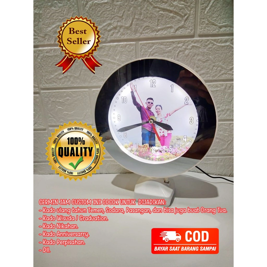 Jam cermin ajaib bisa custom foto ucapan kado custom murah unik modern millenial