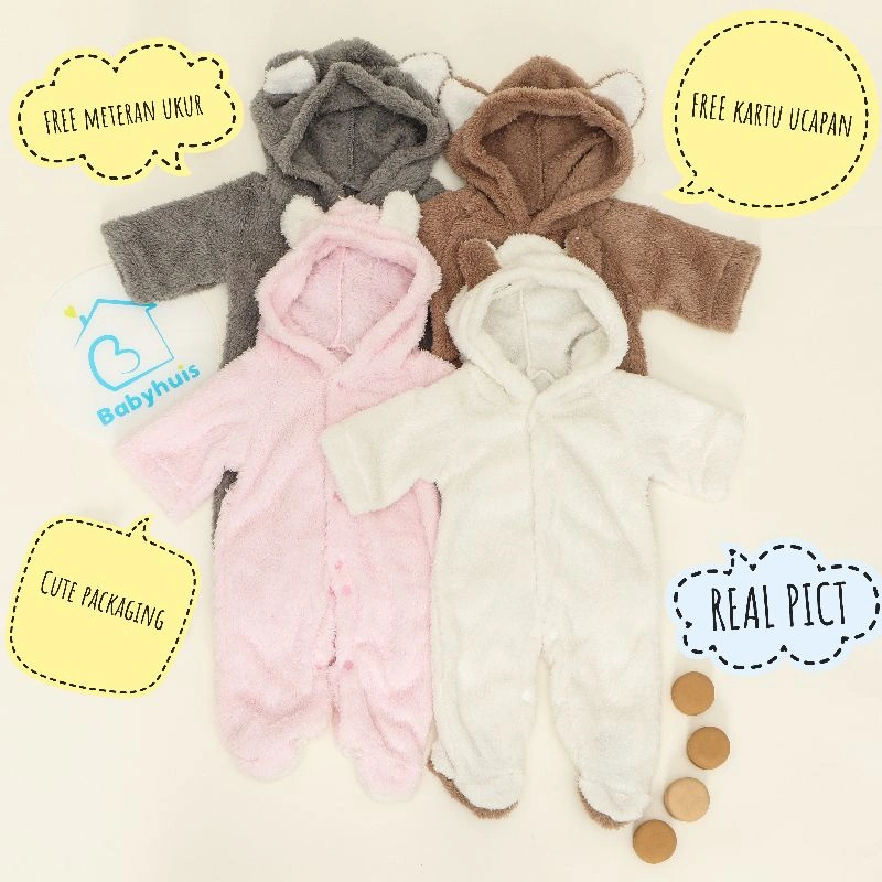 ROMPER BAYI BULU PUTIH BABY SHEEP ONESIE KOSTUM COSTUME BERUANG JUMPER BEAR JUMPSUIT HOODIE JAKET BULU BAYI PEREMPUAN LAKI-LAKI JUMPER BAYI NEWBORN HOODIE JAKET BULU BAYI BISA COD NEWBORN ROMPER JAKET BAYI JUMPER BERUANG BAYI BEAR BABYHUIS