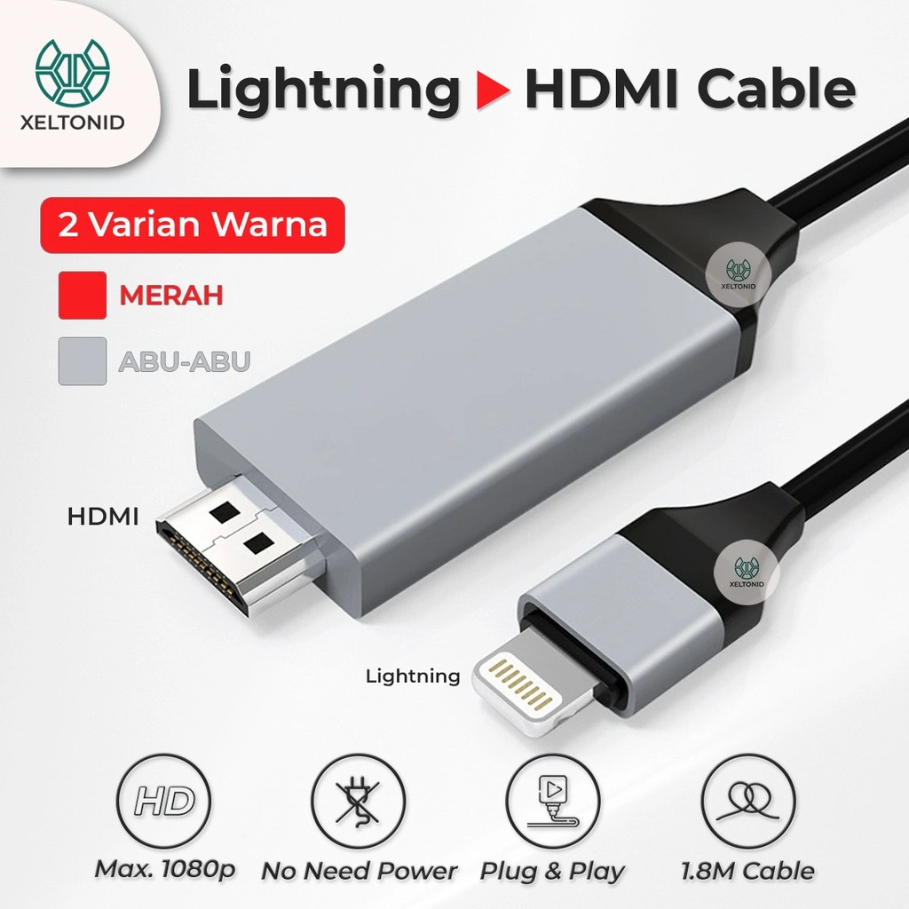 Kabel Adapter Lightning to HDMI Connector iPhone iPad to TV Monitor