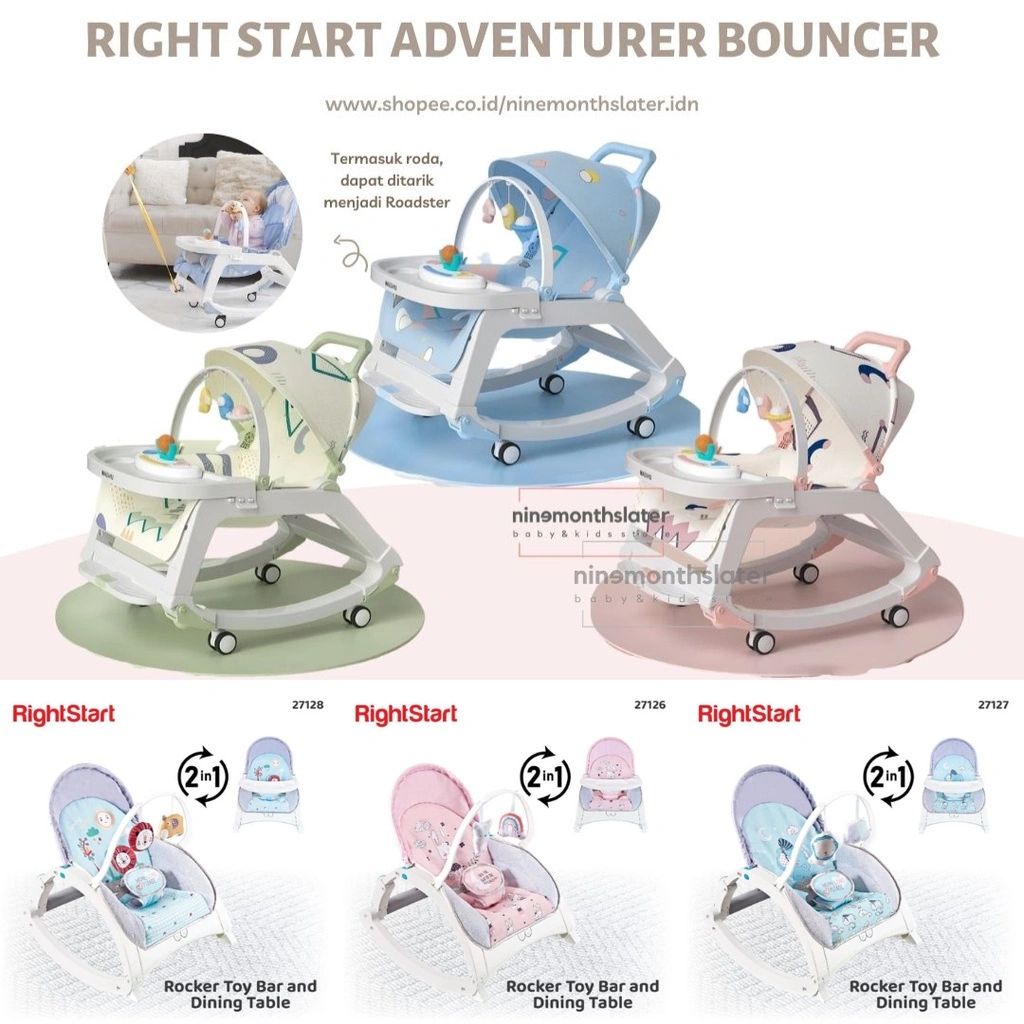 Right Start Bouncer TABLE & Adventurer & Rocker Newborn Toddler Portable Swing Ayunan Bayi 2 in 1 Goyang Rocker Baby Meja Makan
