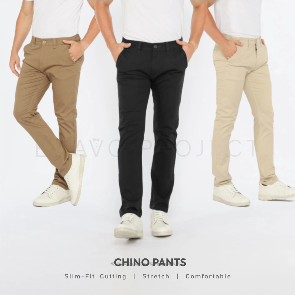 Bravo Projects - Celana Chino Pria | Celana Chino Panjang Pria Slimfit Stretch Long Chinos Pants