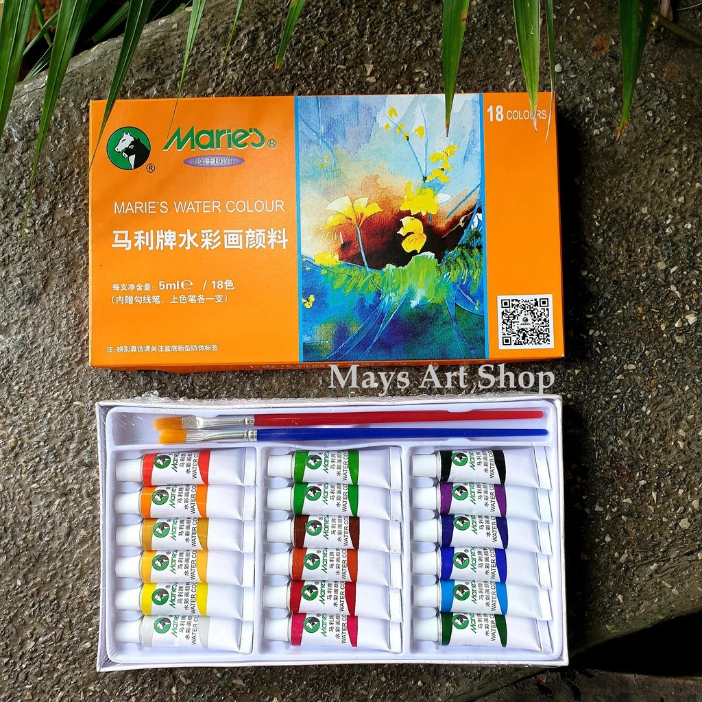 Maries Watercolor 18x5ml dan 12 x 5ml / Cat Air Maries 18  dan 12 Warna / Watercolour E1327
