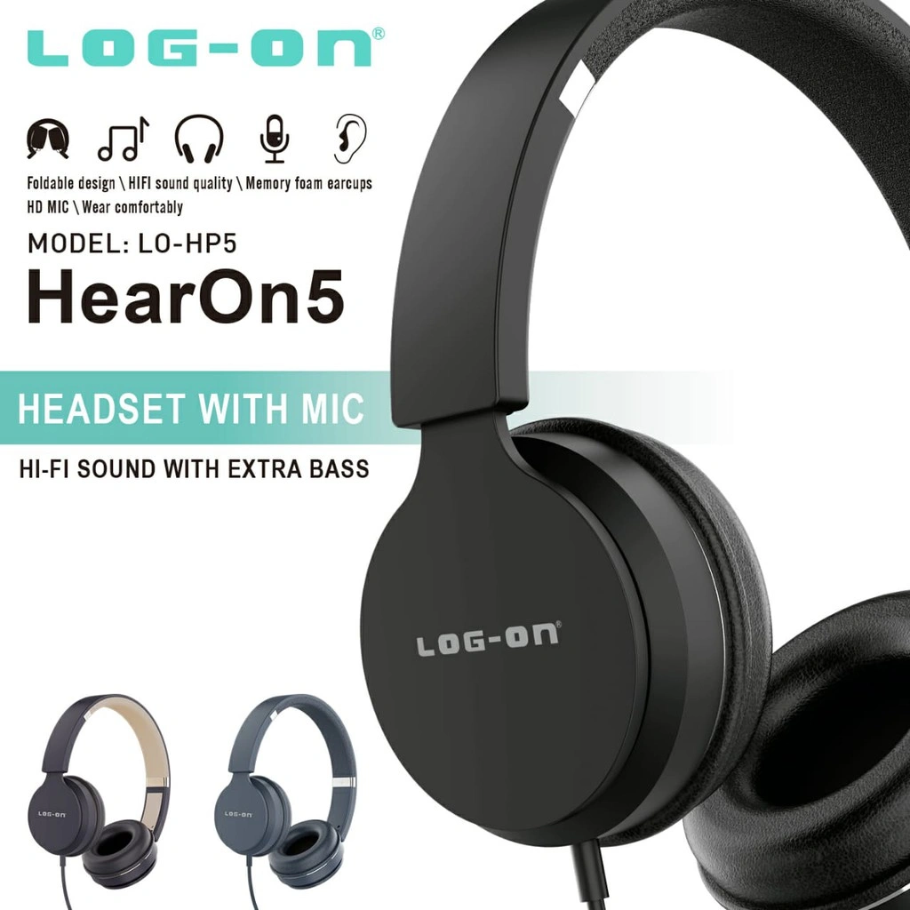 LOG ON HANDSFREE BANDO HEAR ON 5 LO-HP5 HEADSET EXTRA BASS