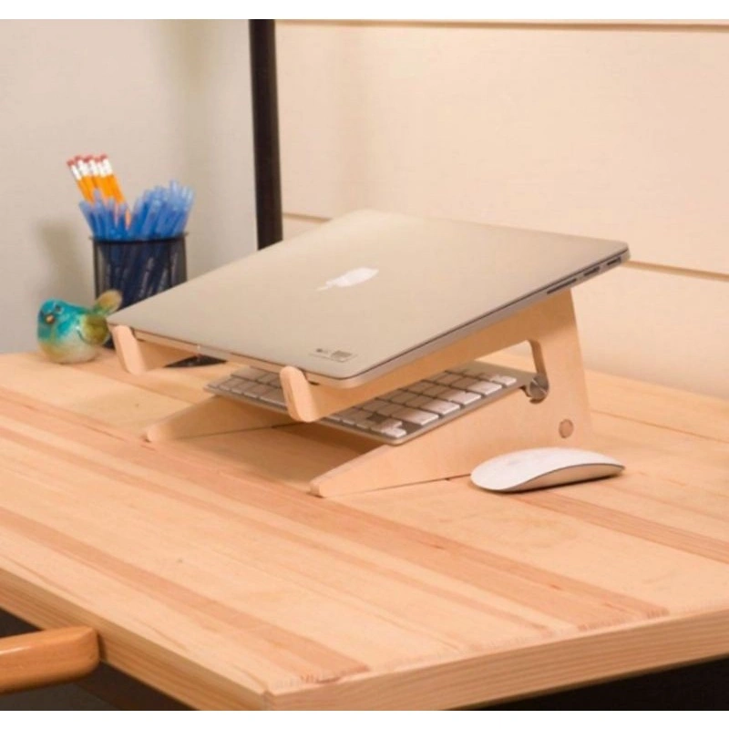 Stand Laptop Stik kayu Meja Stand Monitor Portable Unik Minimalis (252513)
