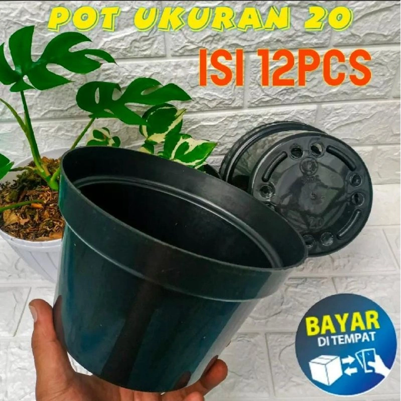 POT BUNGA UKURAN 20 (DIAMETER 19 CM) ISI 1 LUSIN/POT BUNGA MURAH/POT PLASTIK/POT TANAMAN