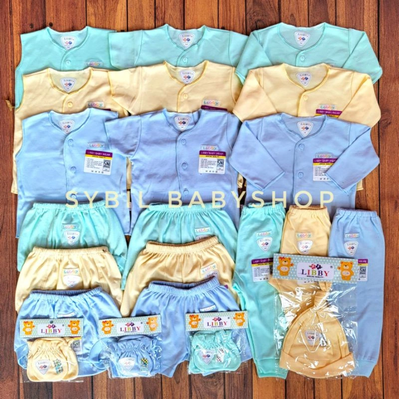 LIBBY Paket Lengkap Baju Bayi Original Newborn LIBBY & Miyo 0-6M Polos Warna (Isi 31 Pcs)