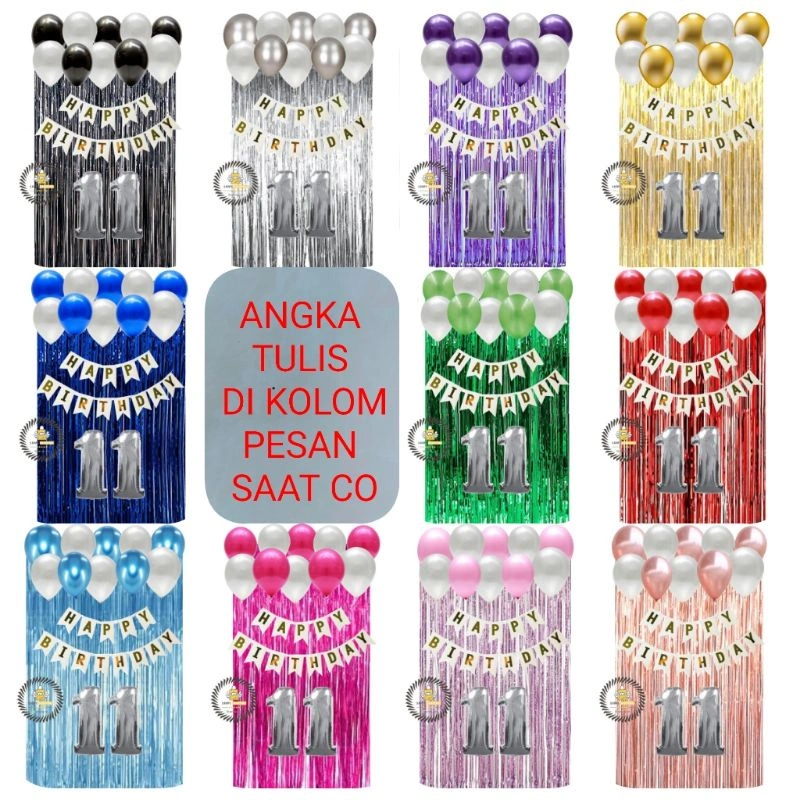 PAKET SET DEKORASI ULANG TAHUN/ HAPPY BIRTHDAY SEGI LIMA PUTIH