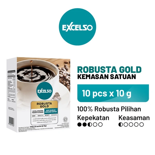 EXCELSO Robusta Gold - Bubuk Kopi 1 Folding Box (10 x 10 gr)