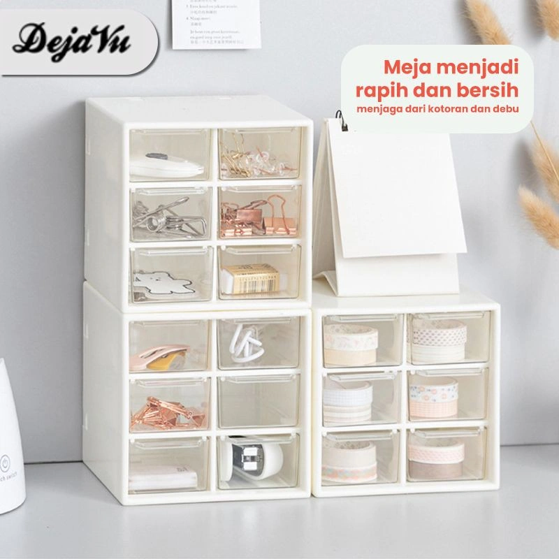Dejavu Laci Mini Meja Rias Rak Penyimpanan Kosmetik Stationary Kotak Perhiasan Laci Minimalis Organiser Meja Laci Mini Susun Rak laci HRM319