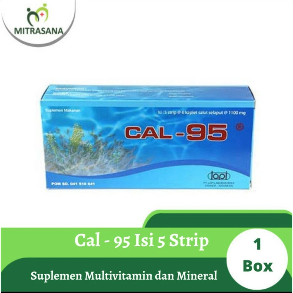 CAL-95 30 Kaplet - Suplemen Kalsium Pencegah Osteoporosis & Multivitamin