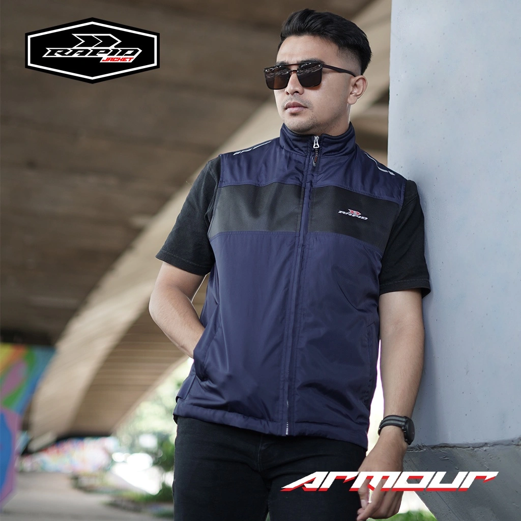 Rompi motor pria touring  anti angin  RAPID ARMOUR  tahan angin pelindung dada reflextif bahan parasit premium