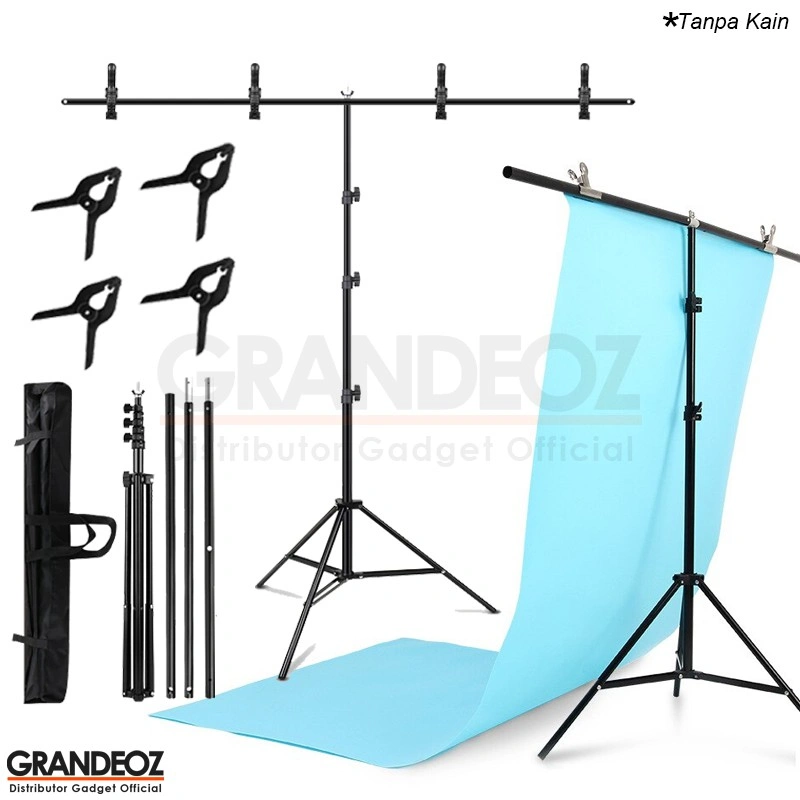 T Shape Tiang Background Foto Produk Tripod T-Shaped Bracket T Stand + 4 Clamp Clip T-Shape Backdrop Studio Photography 260 x 200 150 cm 150x200cm 70x200cm 200x150cm 200x260cm Green Screen