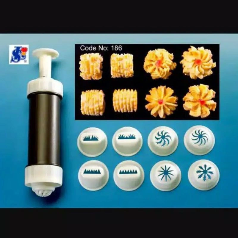 Cetakan Acuan Kue Kering /cetakan Kue Semprit 8 motif import malaysia no 186 / Biscuit pump set