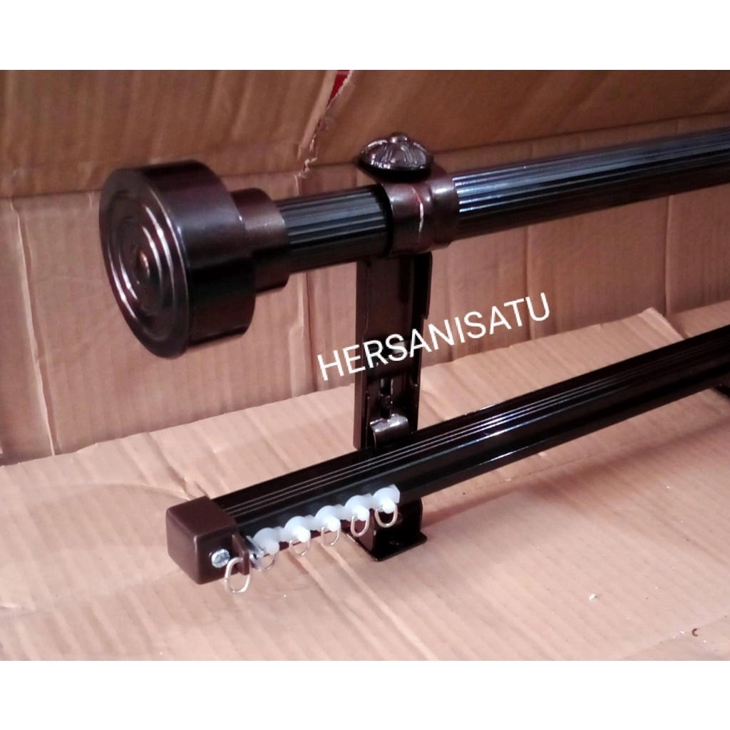 Besi Gorden Double Fullset Batang Hordeng Ganda dan Rel Vitrase Besi Gorden Double fullset