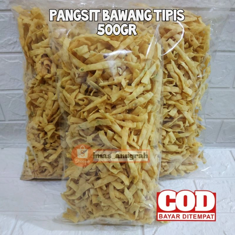 PANGSIT BAWANG ASIN GURIH TIPIS 500GR / SISTIK BAWANG / KRIPIK BAWANG /KERIPIK BAWANG/ KERIPIK PANGSIT SISTIK/CISTIK/ STIK BAWANG