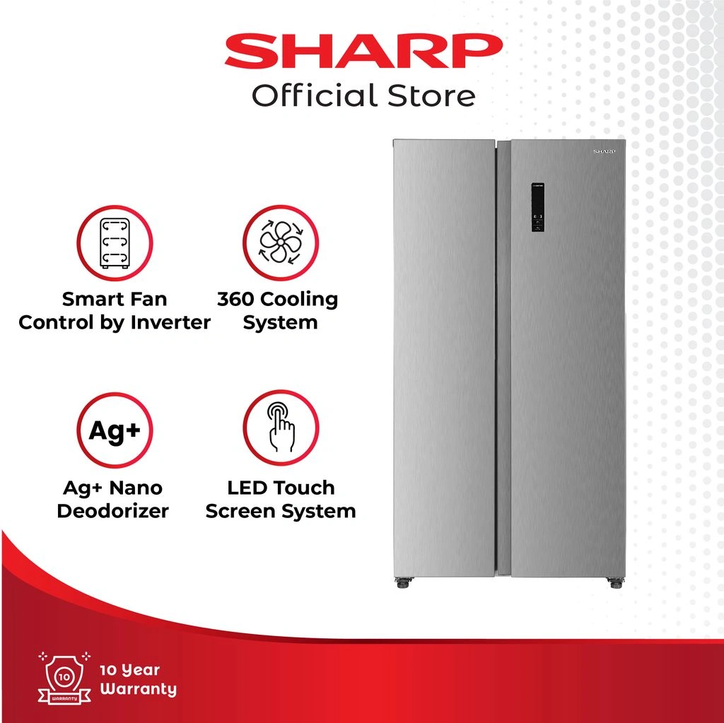Sharp Refrigerator - Kulkas Side By Side 472 L - SJ-IS50MA-SL (Silver Metal Door)