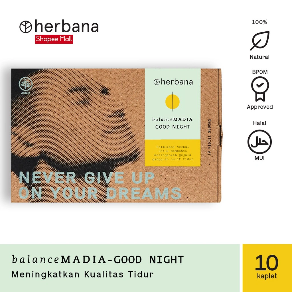 Herbana Balance Madia Good Night Meringankan Insomnia & Meningkatkan Kualitas Tidur - 10 Kaplet