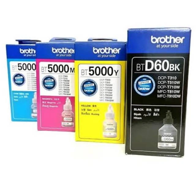 1 Set Tinta Brother BT5000 & BTD60BK Original untuk printer HL-T4000DW DCP-T220 / T310 DCP-T420W / T510W DCP-520W / T710W DCP-T720DW / T820DW DCP-T825DW MFC-T810W / T910DW MFC-T920DW / T925DW MFC-T4500DW