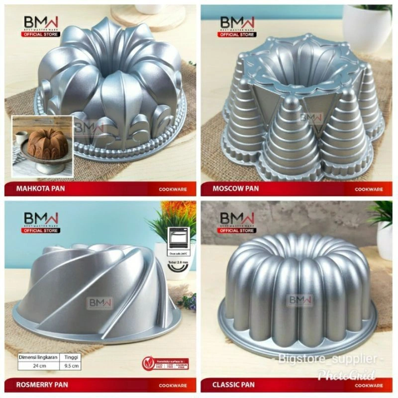 Loyang Tulban Premium ORI BMW / Loyang Marmer Cake Moscow Classic Mahkota Resmerry Pan Anti Lengket classic pan square / Loyang sultan