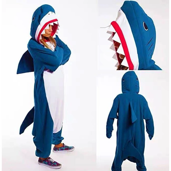 BAJU ONESIE BABY SHARK IKAN HIU PAUS PIYAMA KOSTUM COSPLAY DEWASA