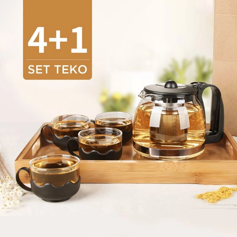 TEA POT SET  ISI 5 (1 Teko & 4 Cangkir)