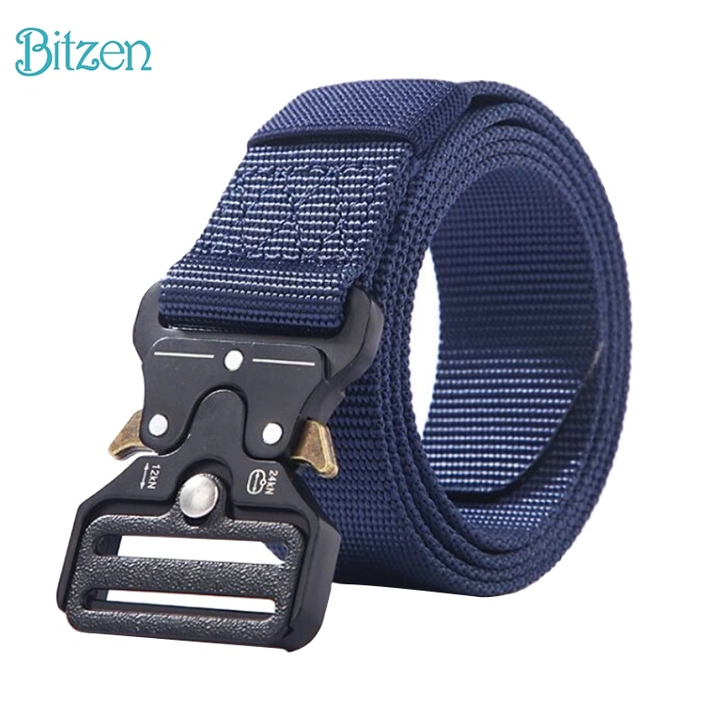 Bitzen Ikat Pinggang Pria Nylon Fast Unlock Canvas Sabuk Pinggang Pria Tactical Nylon Gesper Pria
