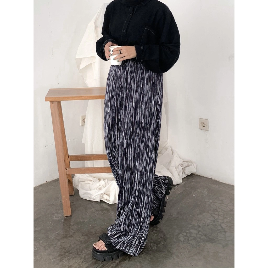CWJ SOLAR PANTS / celana panjang wanita / celana plisket / celana kulot / celana highwaist / celana loose pleats highwaist