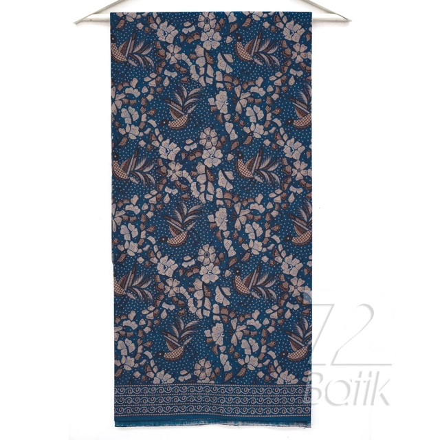 KAIN BATIK KATUN Premium Motif Burung Kembang Warna Midnight Blue Navy Kuning Gading Ivory 723317 Cap 72 Jarik Jarit Samping Kebat Panjang Batik Katun Modern Premium Bahan Seragam Batik Pernikahan Kantor Keluarga Murah Kamen Jadi Batik Bali Lembaran