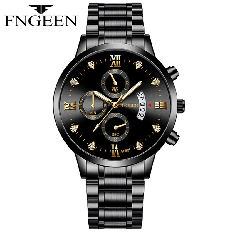 FNGEEN 5080 Jam Tangan Pria Luxury Stainless Steel Quartz Original Anti Air Watch + Kotak Gratis