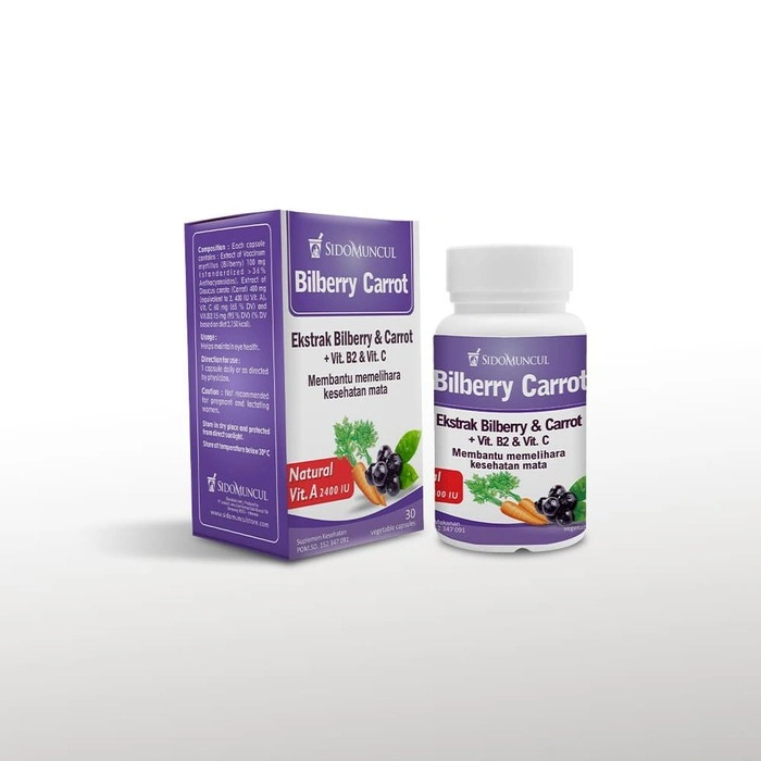 SidoMuncul Bilberry Carrot VitB2 dan Vit C 30 Kapsul Sido Muncul Bilbery Carot Kesehatan Mata Vitamin A